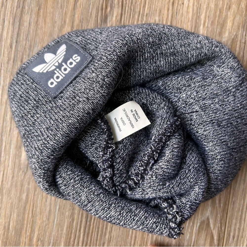 Adidas Gray Knit Hat with Trefoil Logo (One Size) - Picture 5 of 5